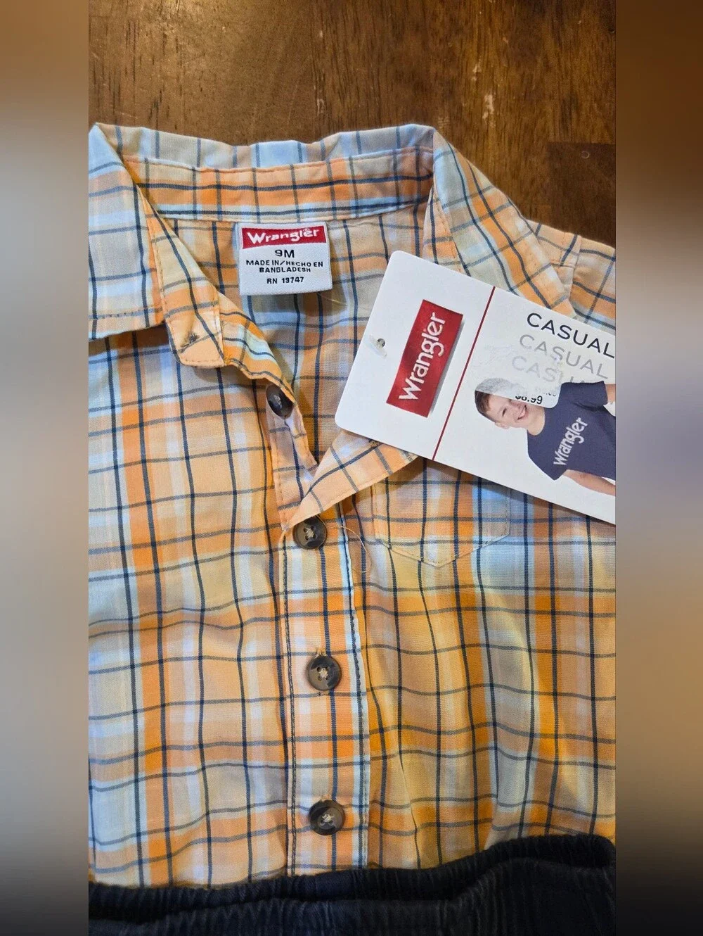 🧸3/$15🧸 NWT Wrangler Baby Boy Outfit Size 9M Plaid Short Sleeve Shirt & Shorts